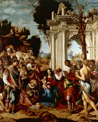 Adoração de Magos, por Cesare da Sesto (1477-1523), Óleo sobre tela