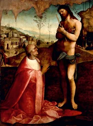 Cristo sofredor e o cardeal Oliviero Carafa em oração, por Cesare da Sesto (1477-1523)