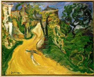 Homem azul na estrada (óleo sobre tela)
