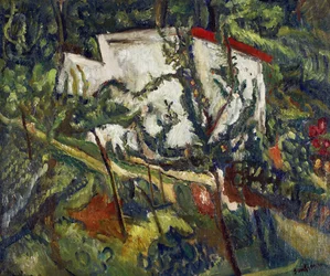 Pintura Maison de Clamart por Chaim Soutine (1893-1943), c. 1918 - Óleo sobre tela, 60x72,8 - Coleção Particular