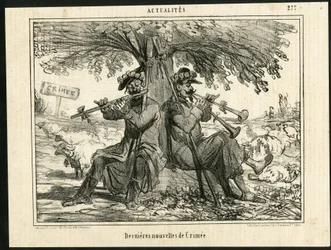 Ilustração de Cham (1819-1879) em Le Charivari - Últimas notícias da Guerra da Crimeia - Guerra, música, Crimeia