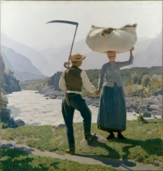 Jovem casal de agricultores