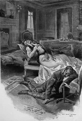 O arquiduque Rodolfo, príncipe herdeiro da Áustria (1858-1889), mata-se a si próprio e à sua amante, a baronesa Mary Vetsera, no seu pavilhão de caça em Mayerling - Drama de Mayerling: arquiduque Rodolph de Habsburgo (Habsburgo-Lorena) (1858-1889)