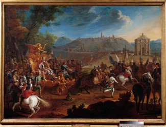 Triunfo de Carlos V, Duque de Lorena (1643-1690) na sua vitória sobre os turcos. Pintura de Charles Herbel (1656-1703)