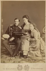 Alexandra Iossifovna da Rússia (nee Princesa Alexandra de Saxónia Altenburg), Nicholas Constantinovich da Rússia e Vera Constantinovna da Rússia - Grã-Duquesa Alexandra Iosifovna, Grão-Duque Nicholas Constantinovich e Grã-Duquesa Vera Constantinovna