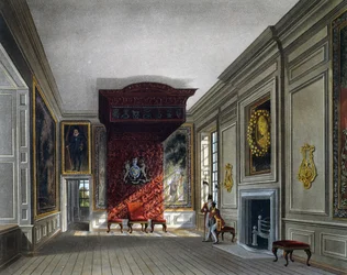 Sala de reuniões de King, Engraving by Thomas Sutherland (1785-1838), Based on design by Charles Wild (1781-1835), From The History of the Royal Residences