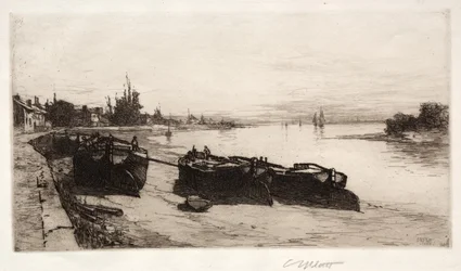 Barcos de barro na Tamisa, 1883.
