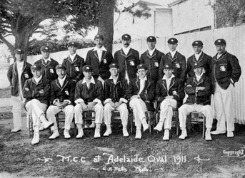 A equipe de críquete inglesa em turnê australiana de 1911-1912.