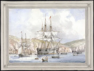 Vue de Malte (Vista em Malta) - Pintura de Charles Andrew Dyce (1816-1853), aquarela sobre papel (25,1x34,9 cm), cerca de 1849 - Universidade de Yale (EUA)
