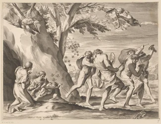 Educação de Júpiter com o brasão da família Barberini