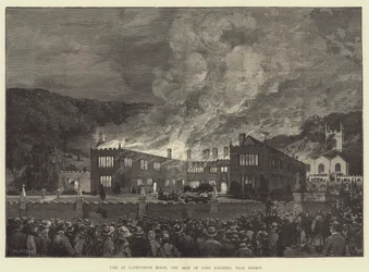 Incêndio na Lanhydrock House, a sede do Lord Robartes, perto de Bodmin