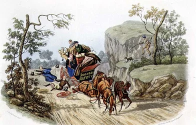 "Acidentes vão acontecer aos Melhores Treinadores Nomeados!", gravado por R.G. Reeve (fl.1811-37) pub. por Thomas McLean