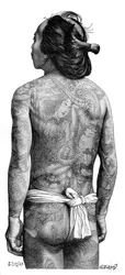 Homem japonês com as costas tatuadas, 1895.