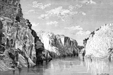 O desfiladeiro das rochas de mármore, Índia, 1895.