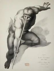 Anjo tocando trompete, prato 1 do Cours de Dessin Volume II: 