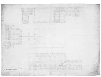 Projeto para as elevações leste, oeste e norte da Câmara dos Lordes, c.1842 (lápis sobre papel)