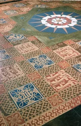 Detalhe do piso do átrio na foto da Câmara dos Lordes
