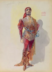 Sparafucile de "Rigoletto" de Giuseppe Verdi (1813-1901) (aguarela sobre papel)