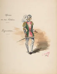 Figurinos para Oficiais do Duque Frederico [a], Folha Descritiva de Trajes..., 1889.