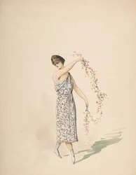 Figurino para uma donzela vestida de branco, s.d..