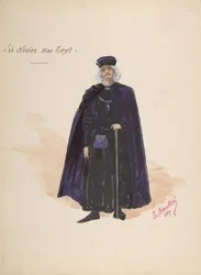 Traje para Sir Olivier McText [a], Folha Descritiva de Acessórios [b], 1889.