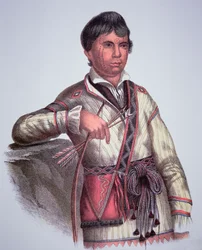 Mistippee, filho de Yoholo-Micco, chefe do Povo de Creek, da pintura de 1826 (cor litho)