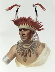 Chon-Mon-eu-Caso ou &39;L&39;Ietan&39;, um Oto meio-chefe, 1821, ilustração de &39;os índios tribos da América do Norte, Vol.1&39;, por Thomas L. McKenney e James Hall, pub. John Grant