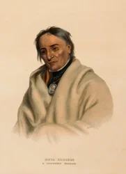 META-KOOSEGA. A CHIPPEWAY WARRIOR", de History of the Indian Tribes of North America