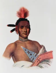 Moa-na-hon-ga ou &39;great walker&39;, um chefe de iowa, 1824, ilustração de &39;os índios tribos da América do Norte, vol.1&39;, por thomas l. Mckenyey e james hall, pub. John Grant