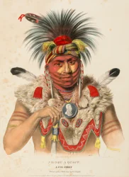 NE-SOU-A-QUOIT. A FOX CHIEF, do History of the Indian Tribes of North America (História das tribos indígenas da América do Norte)