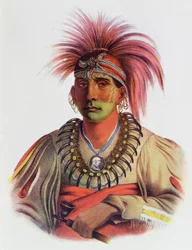 Nowaykesugga, um Otto, ilustração de «As tribos índias da América do Norte, vol. 3», de Thomas L. McKenney e James Hall, publicada por John Grant