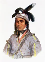 Opothle-Yoholo, um chefe da angra, 1825, ilustração "dos tribos indianos de America do Norte, Vol.2", por Thomas L. McKenney e por James Salão, bar. John Grant