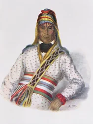 Yoholo-Micco, um chefe da angra, 1825, ilustração "dos tribos indianos de America do Norte, Vol.2", por Thomas L. McKenney e por James Salão, bar. por John Grant (cor lito)