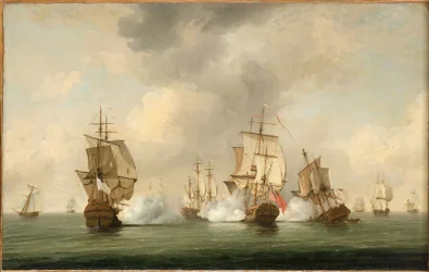 Ação do Comodoro Walker: o corsário "Boscawen" a enfrentar uma frota de navios franceses, 23 de maio de 1745