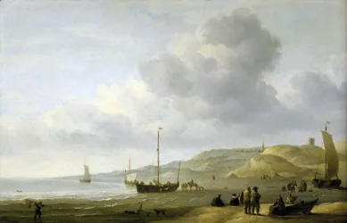 Cena na costa perto de Scheveningen (Holanda). Óleo sobre tela