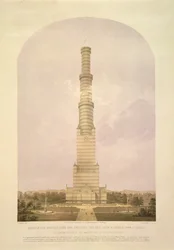 Projeto para converter o Crystal Palace em uma torre alta de 1000 pés, pub. por Ackermann und Co., 1852