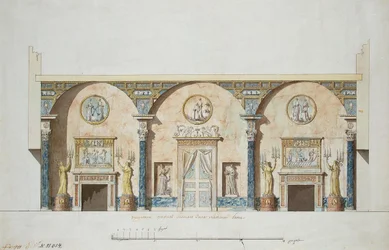 Projeto para o salão principal do Pavilhão Ágata em Tsarskoye Selo, início da década de 1780