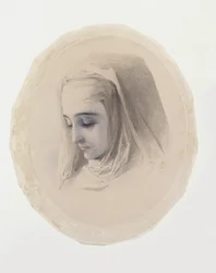 Estudo da Cabeça para os Pensamentos do Convento, 1851 (wc e guache sobre papel)