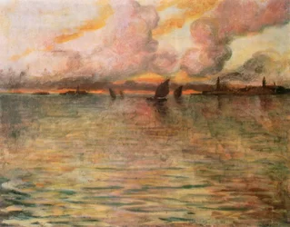 Vista do mar com vista distante de Veneza, 1896