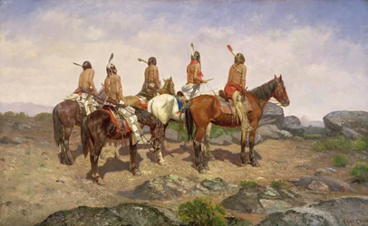 À espreita, avistando o inimigo (óleo sobre tela)