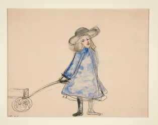 Girl Pulling Wagon (Rapariga Puxadora) (recto); Sketch of a Man (verso)