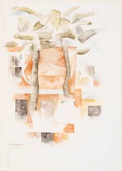 Casas vistas através das árvores, 1918 (wc)