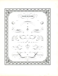 Floreados de caneta caligráfica com rebordo de padrão de corrente (impressão)