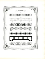 Padrões decorativos em cadeia e orlas ornamentais (impressão)