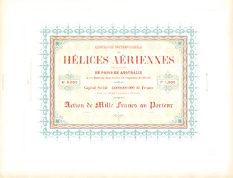 Modelo de desenho para o certificado de acções da Airship Company (imprimir)