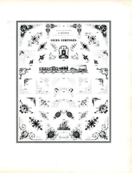 Cantos de molduras ilustradas com motivos figurativos (impressão)