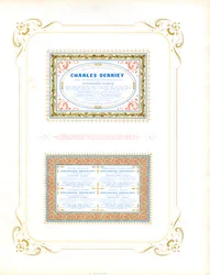 Magníficos espécimes de certificados com impressão multicolorida (impressão)