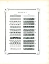 Catálogo de espécimes de orlas decorativas e linhas ornamentais (impressão)