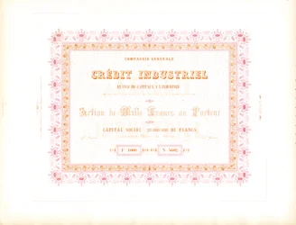 Certificado de acções "Crédito Industrial" (em letra de imprensa)