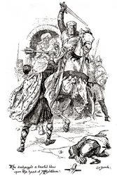Athelstane é golpeado com uma espada por Bois-Guilbert, em Ivanhoe